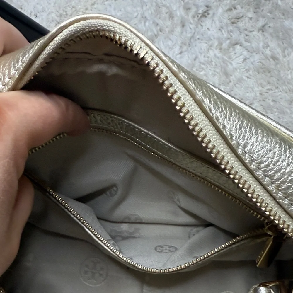 Tory Burch Metallic Gold Leather Thea Chain Crossbody